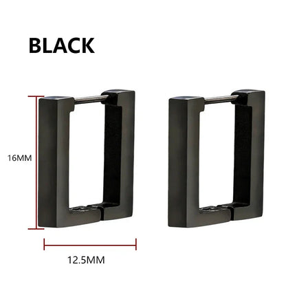 Geometric Stainless Steel Hoop Earrings | Square Triangle Punk Jewelry for Men Women
