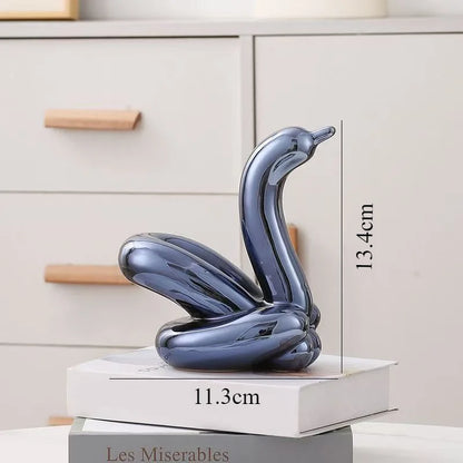 13.4cm Mini Créatif Ballon Cygne Abstrait Céramique Ornement Sculpture Bureau Statue Maison Bureau Accessoires Décoration Cadeau
