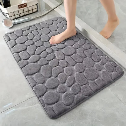 Cobblestone 3D Bath Mat | Non Slip Absorbent Quick Dry Bathroom Rug