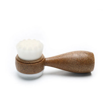 Brosse faciale à poignée en fibres de noix de coco Double face Nettoyant facial Éliminateur de points noirs Nettoyant de pores Brosse exfoliante pour le visage