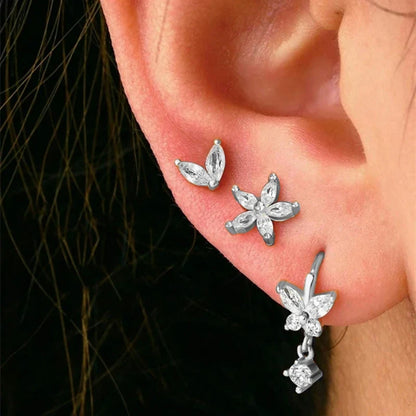 Gold Hoop and Stud Earrings Set | 3-Piece Stainless Steel Jewelry Collection