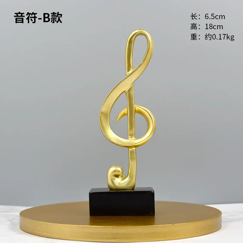 Set de 3 Piezas de Decoraciones de Notas Musicales, Regalos, Estatuas Musicales, Estatuas Modernas, Esculturas, Centros de Mesa, Artesanías, Dorado.