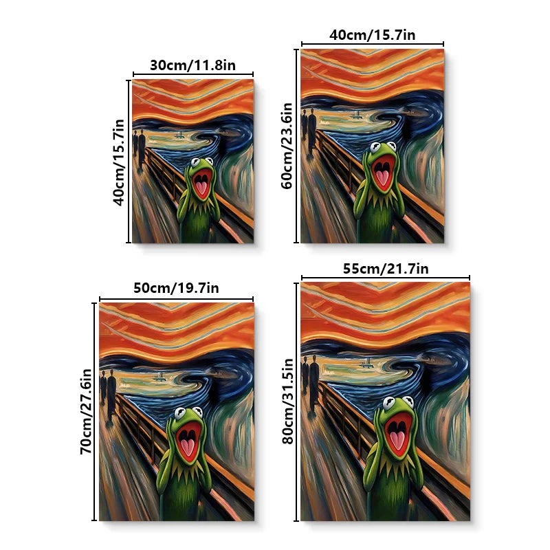 Tableau mural abstrait moderne, peinture de grenouille hurlante, impression sur toile HD, affiche de décoration pour maison, salon, chambre, salle de classe