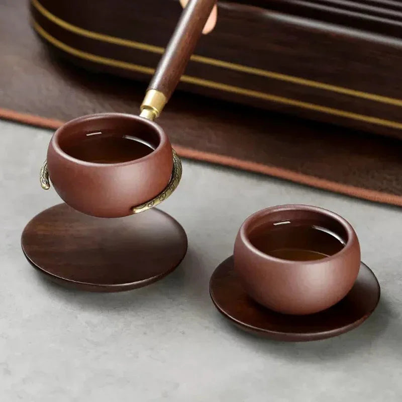 Sous-verre en ébène vintage, sous-verre en bois isolant pour tasse à thé, café, lait, fournitures de cuisine