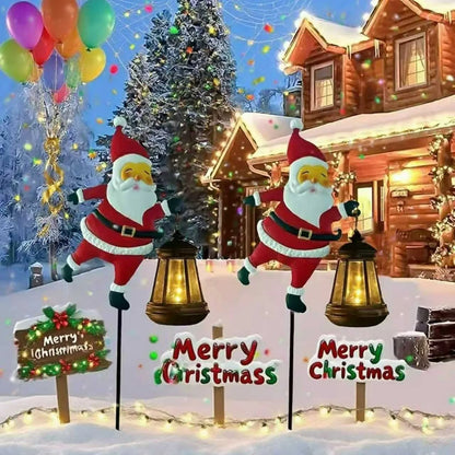 Lumières de bouilloire solaires de Noël, lumières de bouilloire de Père Noël décoratives pour pelouse de jardin, lampes solaires LED de nuit, décoration extérieure