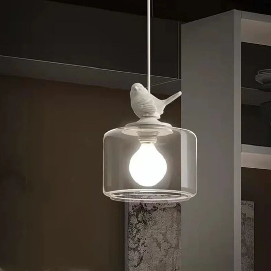 Birds Glass Pendant Lights For Dining Room Kitchen Bedroom Homestay Suspension Hanging Lamp E27 LED Christmas Gift Drop Shipping