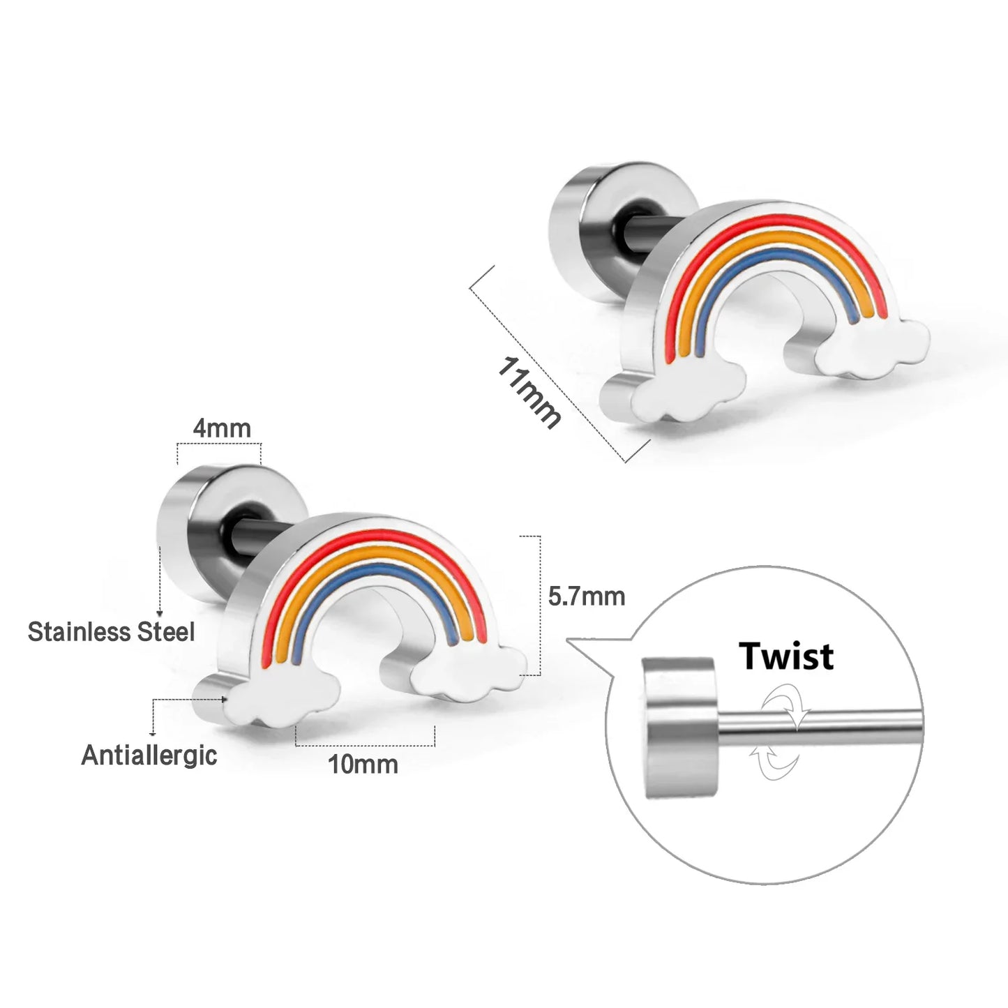 Cute Acrylic Animal Stud Earrings | Surgical Steel Hypoallergenic Earrings for Women and Girls