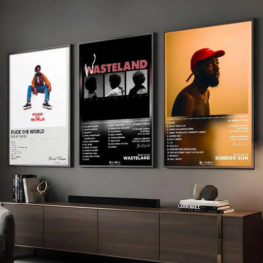 Cantante B-Brent F-Faiyaz Póster de icono de arte HD pegajoso para pared, impermeable, para decoración del hogar, sala de estar o bar