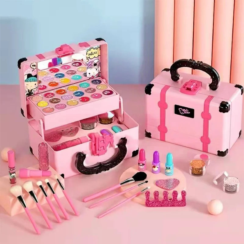 Kids Princess Makeup Kit Washable Non Toxic Cosmetic Set with Case