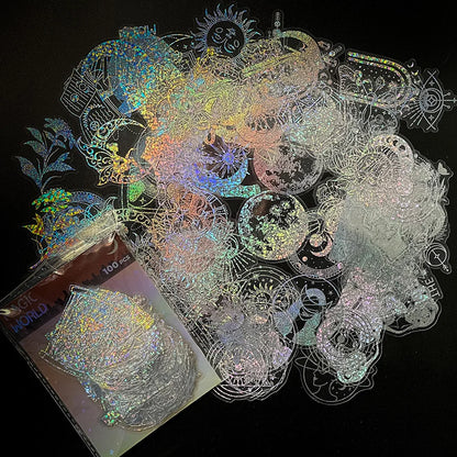 100pcs Cute Cartoon Anime Laser Holographic Stickers Aesthetic Butterfly Decal Scrapbook Laptop Phone Car Funny Sticker for Girl