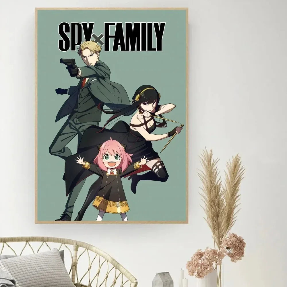 Lienzo clásico retro, anime "Spy X Family", póster impreso en HD, pintura decorativa para el hogar, sala de estar, dormitorio