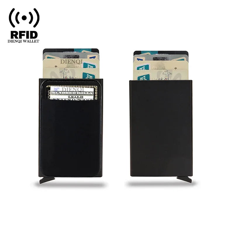 DIENQI RFID Credit Card Holder | Slim Pop-Up Metal Wallet