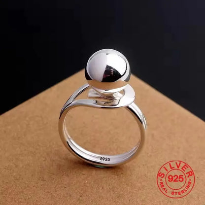 VENTFILLE 925 Sterling Silver Irregular Ring | Geometric Minimalist Jewelry for Women
