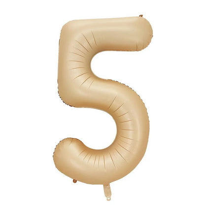 Cream Foil Number Balloons 1-9 Set | Large Digital Birthday Party Decor