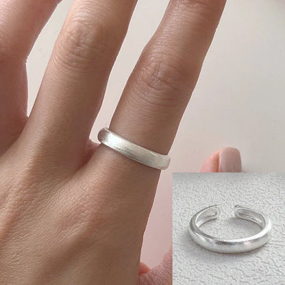 925 Sterling Silver Frosting Geometry Ring | Textured Wide Band for Women