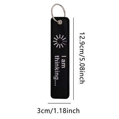 Embroidery Key Fob Keychain | Black Tag for Cars Motorcycles