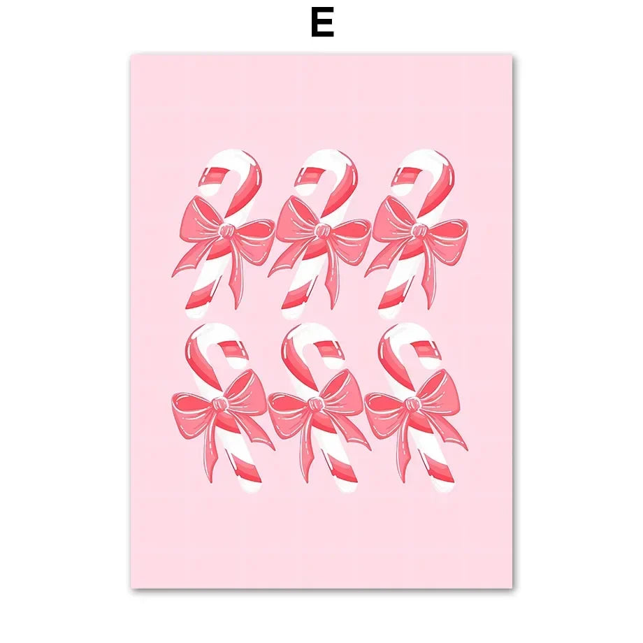 Arte de pared moderno y sencillo, árbol de Navidad rosa, Papá Noel, impresión en lienzo HD, póster, decoración para sala de estar, dormitorio