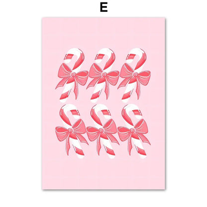 Arte de pared moderno y sencillo, árbol de Navidad rosa, Papá Noel, impresión en lienzo HD, póster, decoración para sala de estar, dormitorio