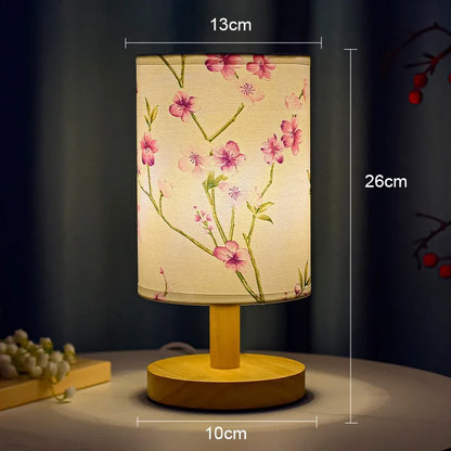 Lampe de table carrée à LED, dimmable, lampe de chevet avec abat-jour en tissu, décor de style chinois
