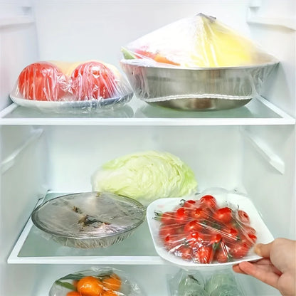 100pcs Disposable Plastic Wrap Covers | Food Grade PE Bowl Covers