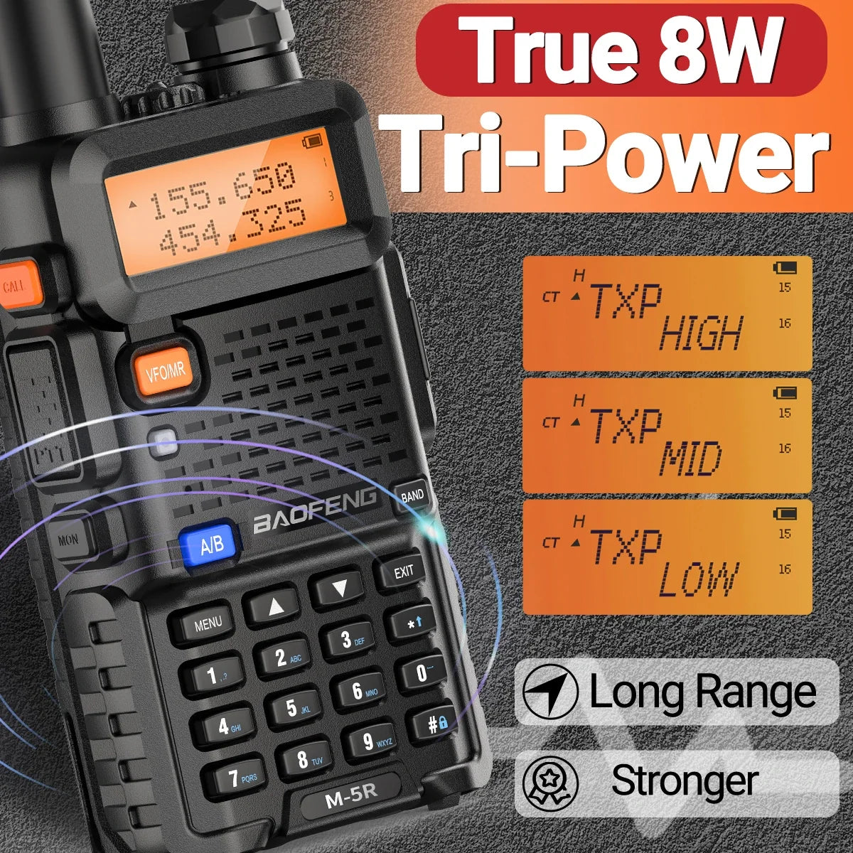 8W Multi Band Walkie Talkie Long Range Two Way Radio USB C Handheld
