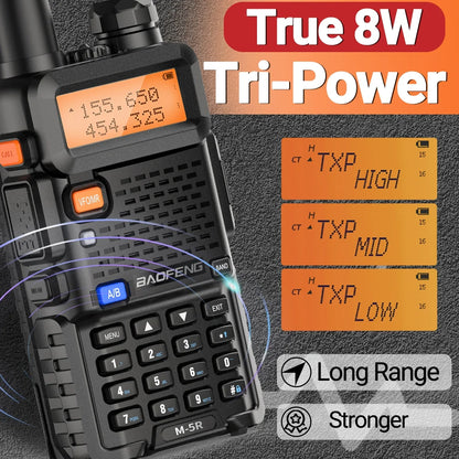 8W Multi Band Walkie Talkie Long Range Two Way Radio USB C Handheld