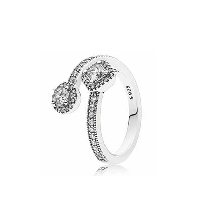 925 Sterling Silver Blue Green Heart Ring | Women's Wedding Band with Zircon