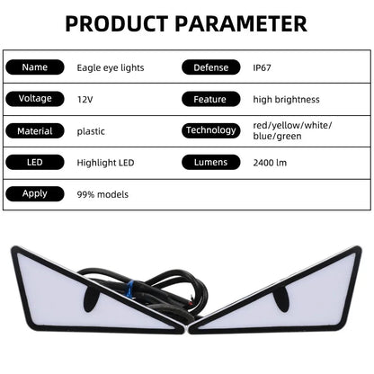 2PCS Car Motorcycle LED Devil Eyes Light | 12V Demon Eyes Decoration Lamp