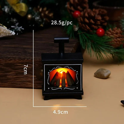 Mini chimenea LED para casa de muñecas, estufa brillante, modelo de casa, muebles, cocina, escena de la vida, juguetes, luz de noche para dormitorio y mesita de noche
