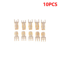 SMA Female Jack PCB Edge Mount Solder Adapter Connector | 10-Pack Gold Plated RF Coaxial