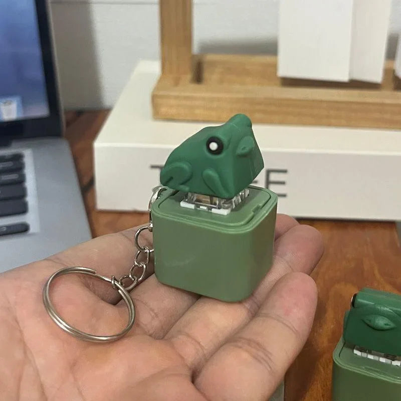 Funny Croaking Frog Duck Keychain | Rechargeable Fidget Clicker with LED Light