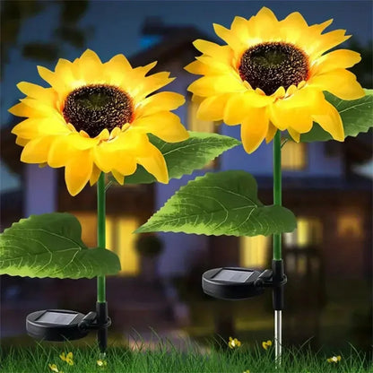 1PC 1/3 Heads Sunflower Solar LED Lights,Warm White Atmosphere Outdoor Decoration Lighting For Garden,Patio,Lawn,Yard