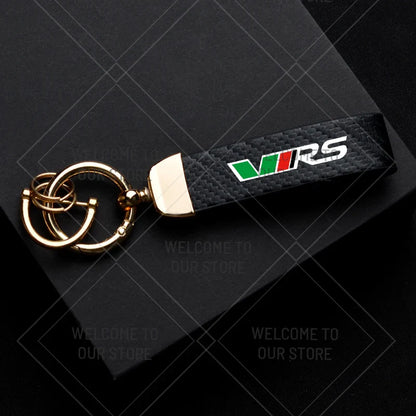 Skoda VRS Carbon Fiber Keychain | Car Emblem Key Ring for Citigo Kodiaq Yeti Rapid Fabia