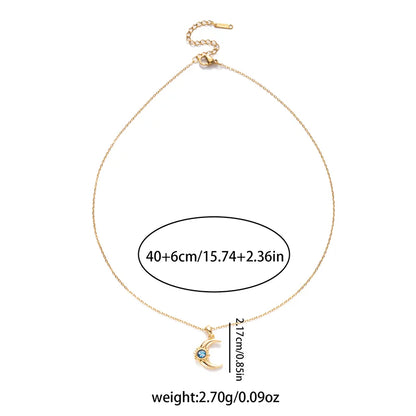 Moon and Sun Zircon Pendant Necklace | 316L Stainless Steel Choker