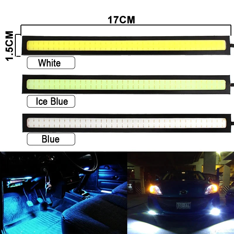 17cm Super Bright COB LED Fog Light Bulb | 12V 6500K Daytime Running Light Strip for Car
