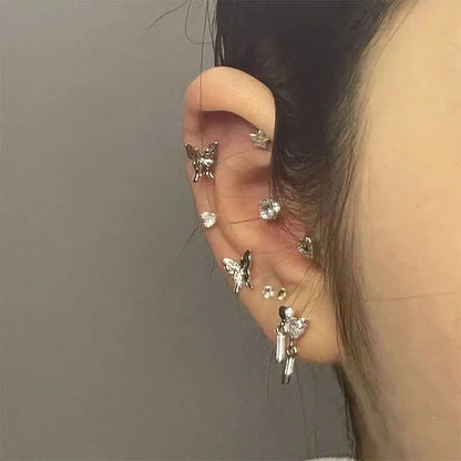 Double Ear Hole Ear Bone Chain Earrings | Sweet Cool Y2K Dazzle Color Jewelry