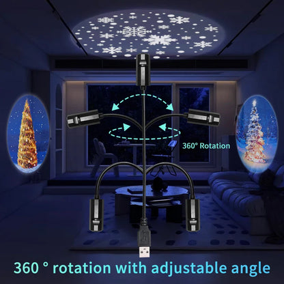USB Projection Lamp with Switchable Pattern Design | LED Night Light for Christmas Halloween Planet Theme