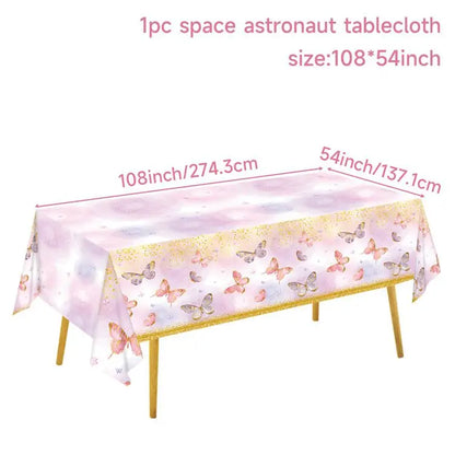 Vaisselle jetable Papillon Violet Serviette Papillon Décoration de Fête d'Anniversaire Fille Baby Shower Baptême Révélation de Genre Fournitures