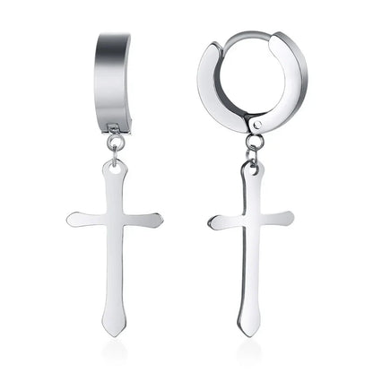 Stainless Steel Cross Earrings for Men | Durable Stud Earrings with Christian Cross Charm