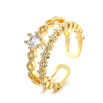 VENTFILLE 925 Sterling Silver Flower Lace Ring | Korean Fashion Adjustable CZ Ring