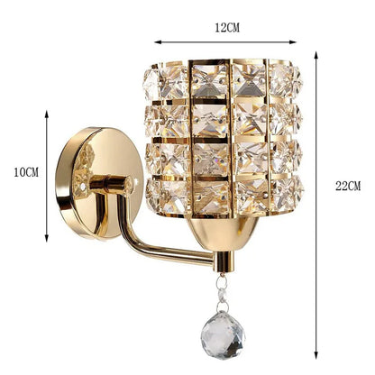 Crystal Wall Lamp – Gold/Silver Decorative Sconce Light for Bedroom & Living Room