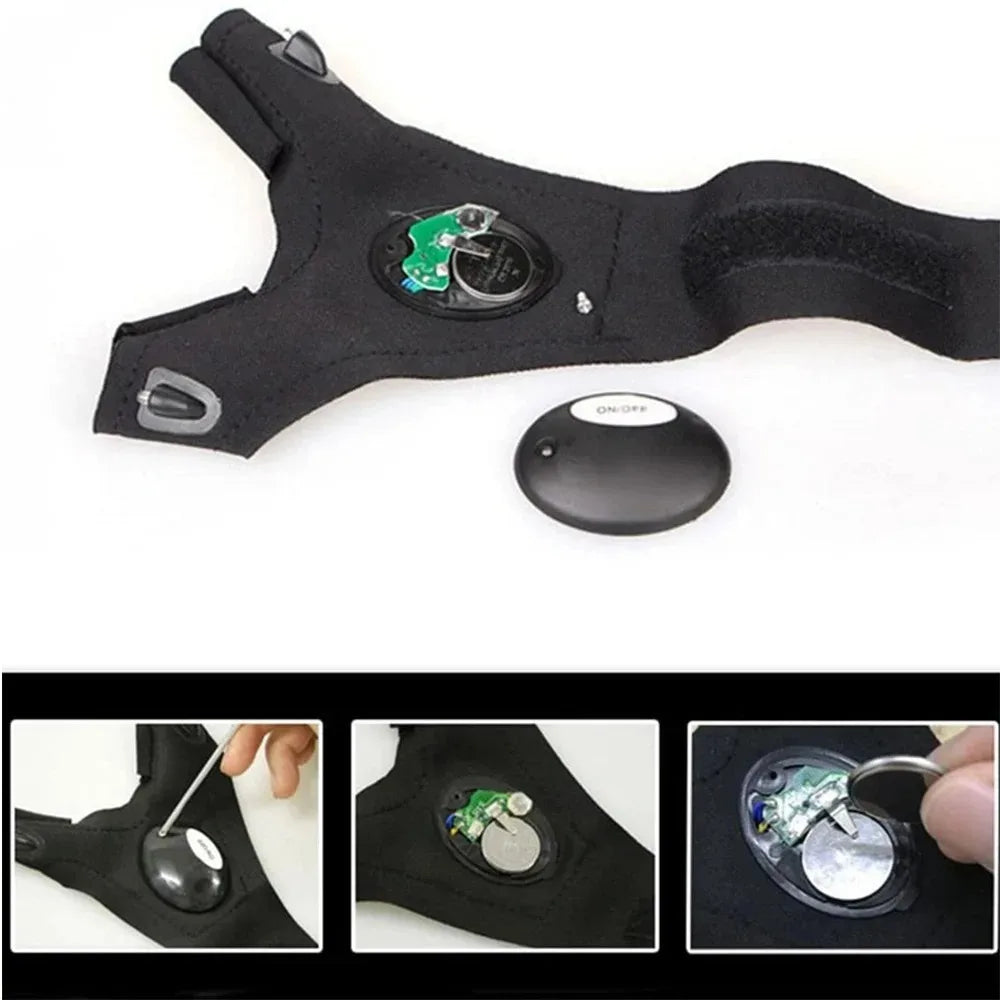 LED Flashlight Running Gloves – Waterproof Fingerless Gloves for Cycling & Hiking