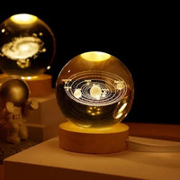 3D Galaxy Crystal Ball Night Light USB LED Moon Lamp Home Decor Gift Planet