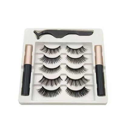 5 Pairs Magnetic Eyelashes Set with Eyeliner and Tweezers | 3D Natural False Lashes Kit
