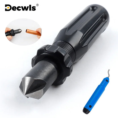 Short Length Hand Reamer and Countersink Set | Deburring and Trimming Tool for Carpentry and Plumbing