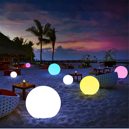Modern PE Globe Outdoor Garden Light | Rechargeable 16 Color LED Outdoor Lamp
