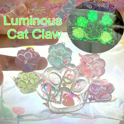 Glow-in-the-Dark Cat Paw Stress Toy | Squishy Squeeze Relief for Adults & Kids