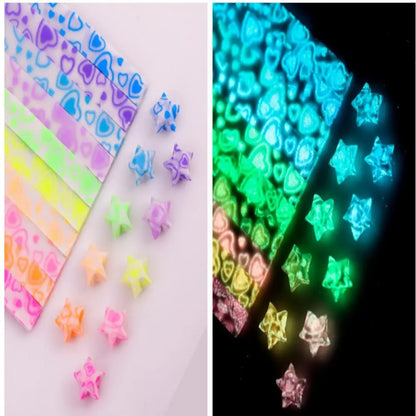 210 Sheets Luminous Origami Stars Paper | 10 Colors Glow in the Dark Lucky Star Strips for DIY Craft