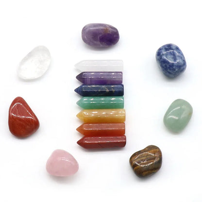 Set de 14 piedras naturales, 7 chakras, piedra curativa Reiki, cuarzo, mineral, ornamento, gema curativa, decoración del hogar, piedras artesanales, regalos