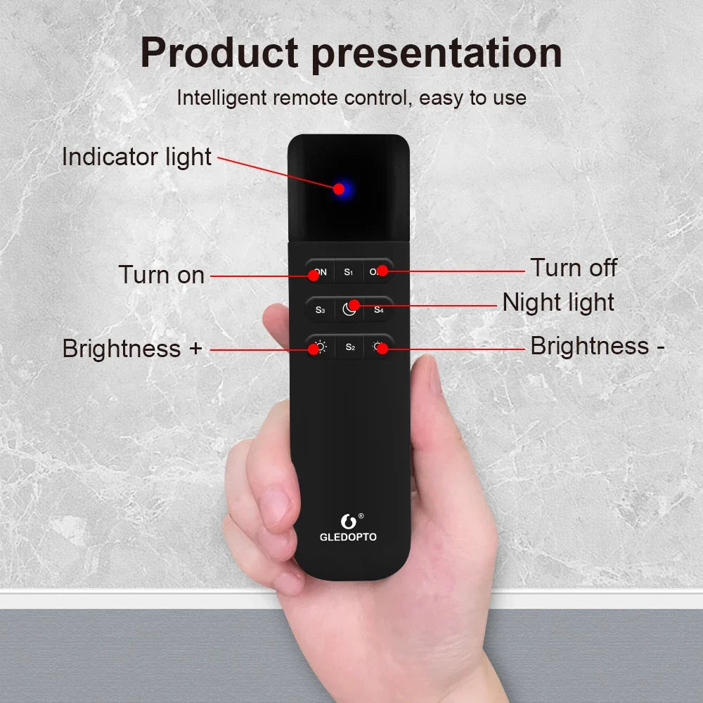 GLEDOPTO WiFi RGB LED Light Remote Control ESP NOW App Brightness 4 Scenes 50M